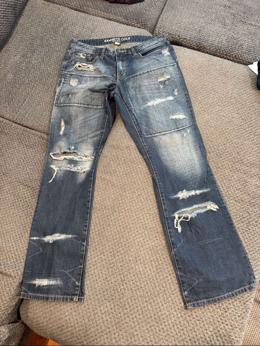 Kenneth Cole Distressed Dark Blue Bootcut Jeans

32x32